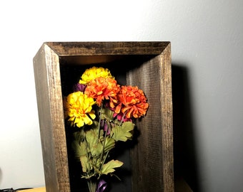 Flower Bouquet Shadow Box, Rose Shadow Box, Dried Flower Shadow Box, Custom Shadow Box, Rose Pedal Shadow Box