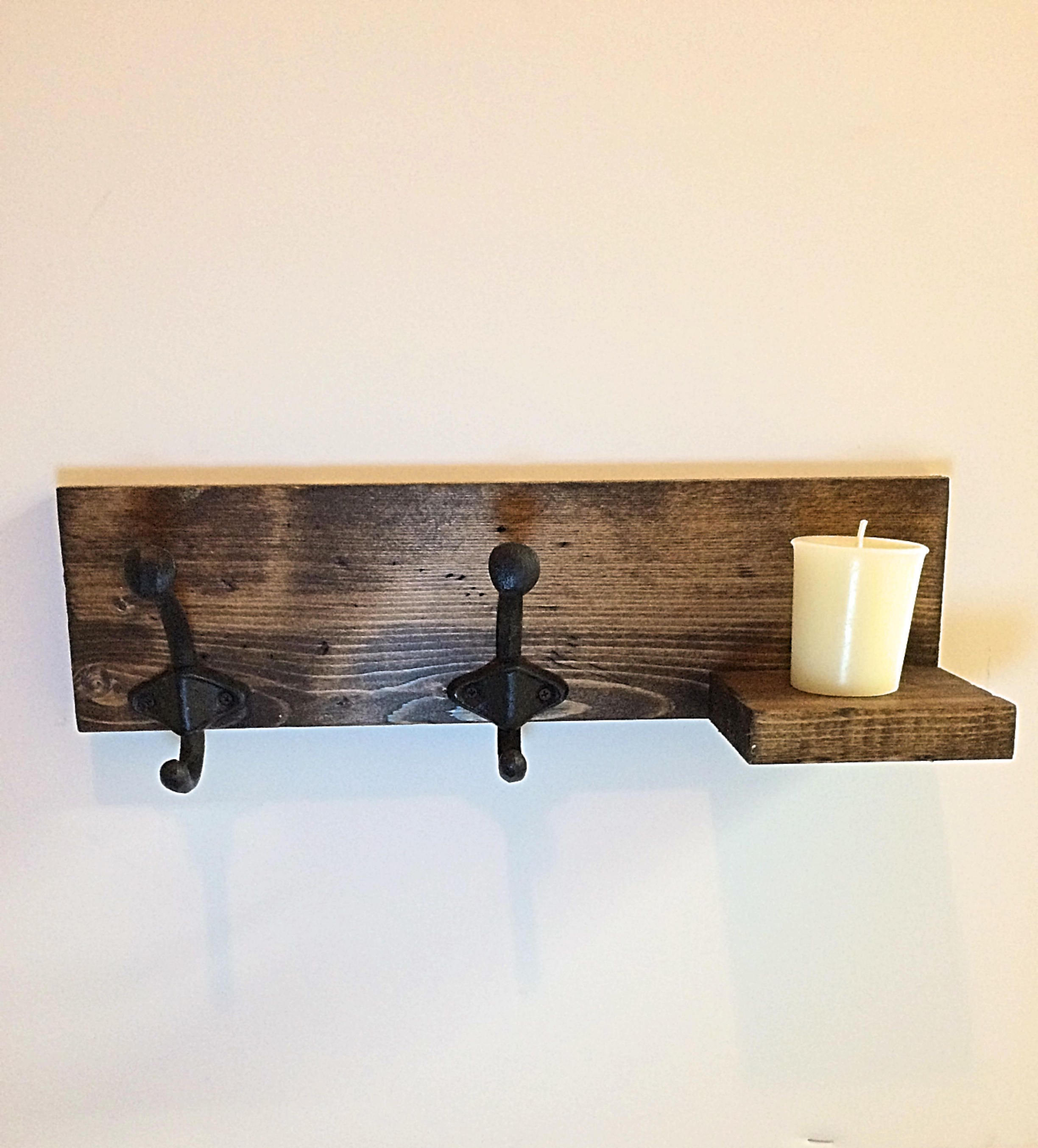 Rustic Entryway Rack, Wall Mounted Coat Rack, Dog Leash Hooks, Coat ...