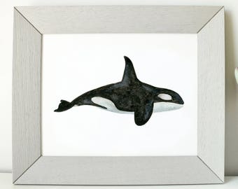 Orca Whale Art Print, Art de l’aquarelle Art imprimable, côtières pépinière nautique décor Top vendeurs Wall Art numérique