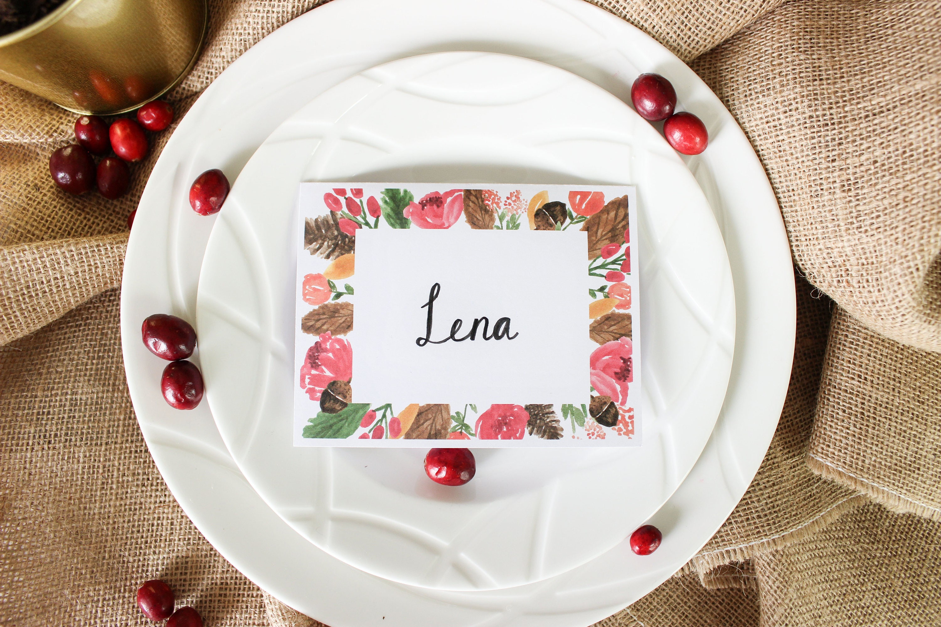 FREE Printable Holiday Place Cards and I'm Thankful Cards Thanksgiving ...