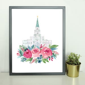 Houston Texas LDS Temple Watercolor 8x10, 16x20, 5x7 and 10x10 Print Download, Marriage, Mission, Wedding gift Printable, Anniversary