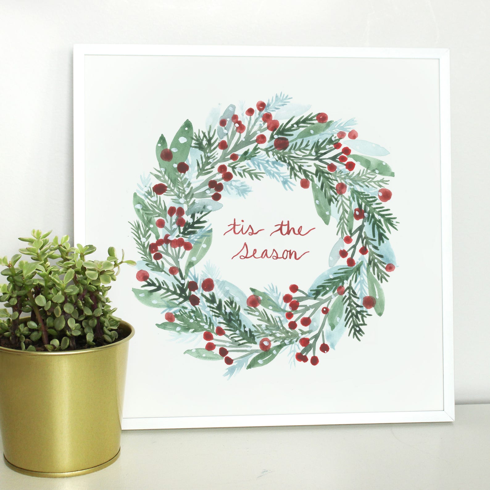 Tis the Season Wreath Printable Art Download Holiday Prints - Etsy UK