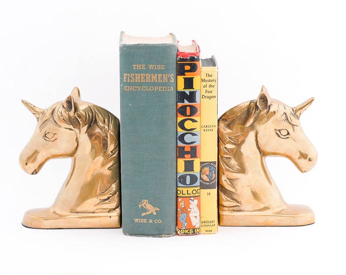 Brass Unicorn Bookends Vintage Horse Bookends Brass Decor Etsy