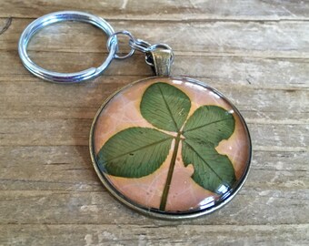 One-of-a-kind four-leaf clover keychain (orange)