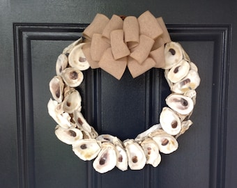Oyster Shell Wreath / Coastal Farmhouse Wreath / Beach House Home Decor
