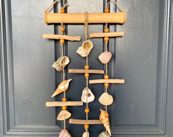 Bamboo Seashell Wind Chime / Beach Wind Chime / Naturalist Patio & Garden Decor