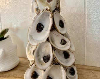 White Oyster Shell Tree / Coastal Farmhouse Home Decor Accents / Nautical Beach House Art