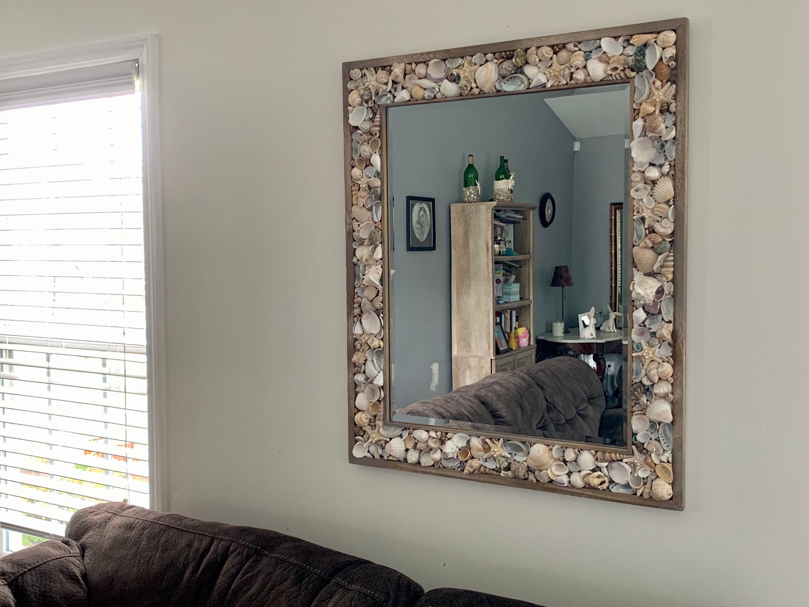 Beveled Seashell Mirror / Large Coastal Wall Decor - Etsy