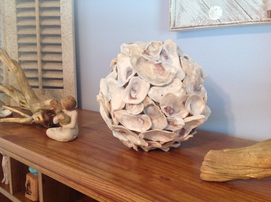 Oyster Shell Ball / Oyster Shell Cluster / White Oysters Orb / Etsy