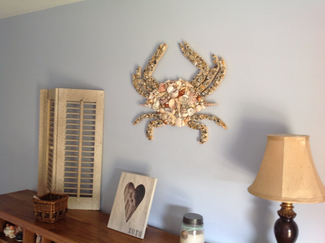 Seashell Blue Crab Wall Hanging / Maryland Blue Crab Art / Etsy