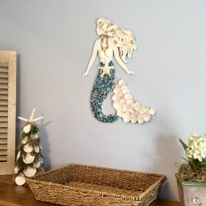 Seashell Mermaid Wall Decor / Blue Sea Glass Mermaid - Etsy