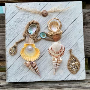 Handmade Seashell Beachcombers Wall Art, Coastal Decor, Friendship Gift