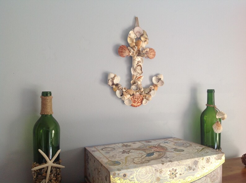 Seashell Anchor Wall Decor / Nautical Wall Hanging Etsy