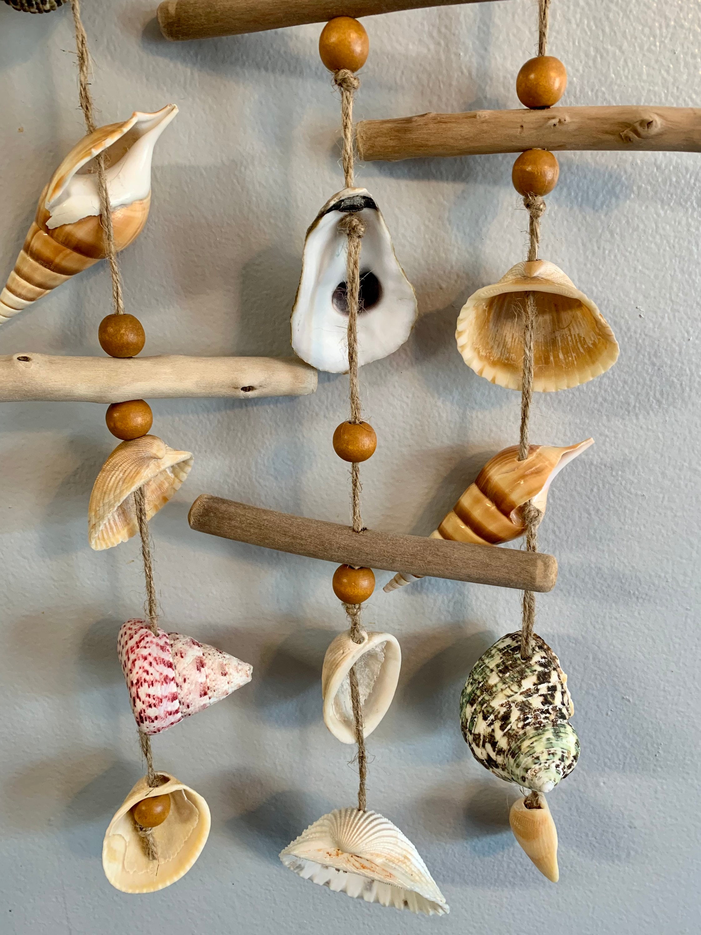 Carillon éolien Coquillages FuyeorTee - 65cm, Décoration Jardin Bleu, Fait Main