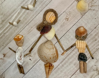 Seashell People Wall Decor / Grandmother / Mother & Sons / Coastal Home Decor Gifts