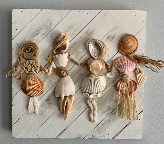 Seashell People Wall Decor Shell Women Sisters Friends coastal