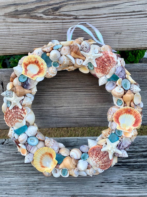 Seashell Wreath Spring Summer / Colorful Coastal Wreath / Beach