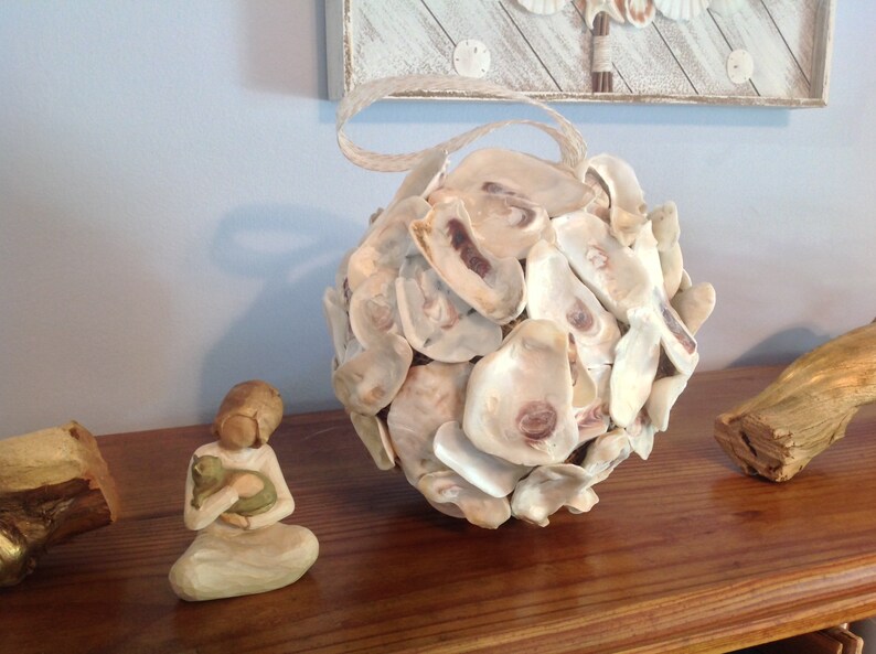 Oyster Shell Ball / Oyster Shell Cluster / White Oysters Orb / Etsy