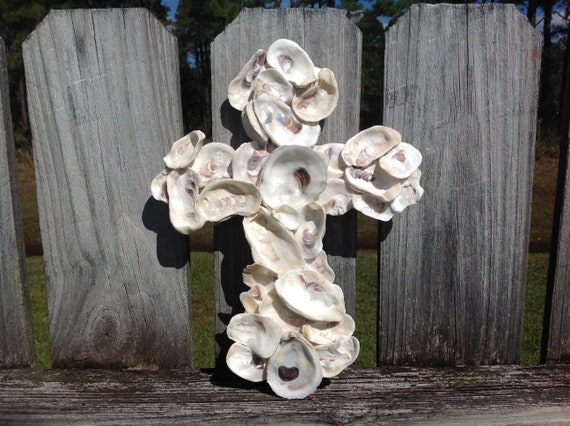 Oyster Shell Cross Wall Decor / Coastal Home Decor - Etsy
