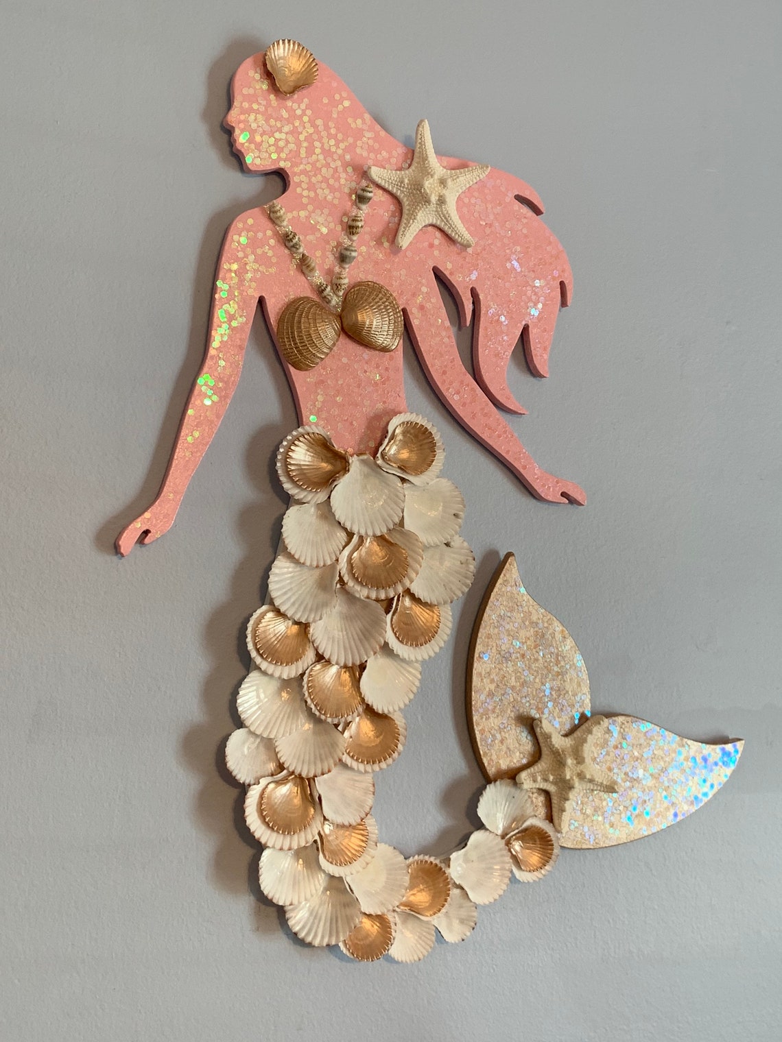 Mermaid Wall Decor / Seashell Mermaid | Etsy