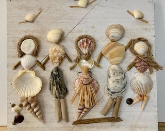 Seashell People Family / Coastal Wall Art / Beach House Decor Gifts