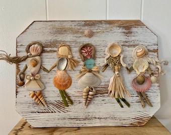 Seashell People Sign: Beach Sisters and Friends Coastal Wall Decor