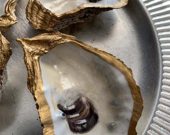 Oyster Shell Ring Dish Set / Coastal Jewelry Catchall/ Salt Cellars