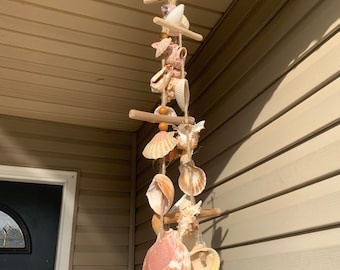 Seashell Garland Wind Chime / Beach House Patio Garden Decor