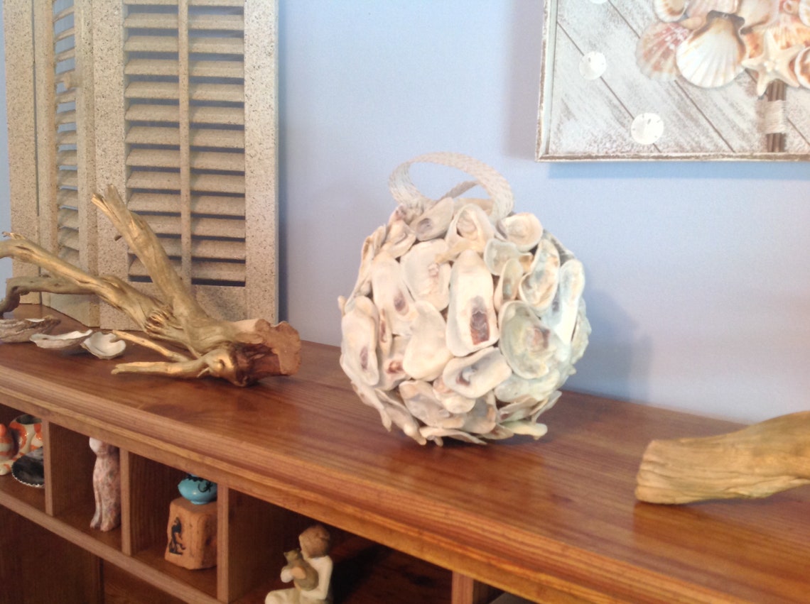 Oyster Shell Ball / Oyster Shell Cluster / White Oysters Orb / Etsy