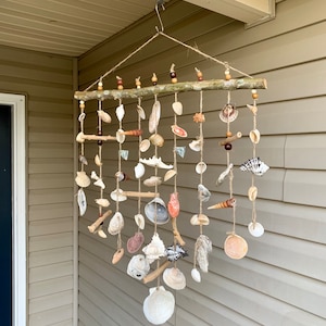 Seashell Wind Chime / Coastal Home Wall Decor / Beach Wall Art Hanging / Housewarming Gifts
