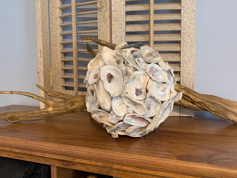 Oyster Shell Ball / Oyster Shell Cluster / White Oysters Orb / Etsy