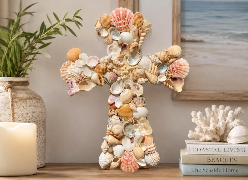 Seashell Cross Wall Art: Coastal Beach House Decor - Etsy