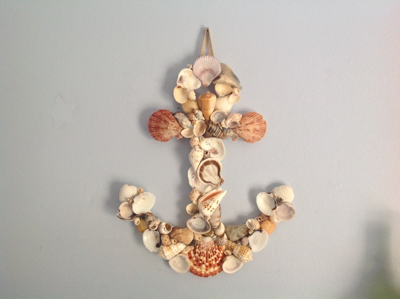 Seashell Anchor Wall Decor / Nautical Wall Hanging Etsy