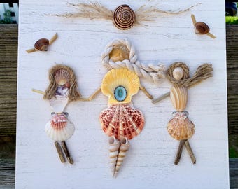 Seashell People Wall Art Decor / Grandmother / Mother & Daughters / Personalized Home Decor Gifts