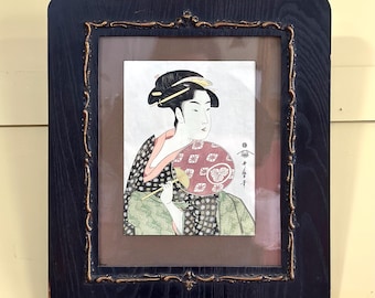 Japanse portretdruk houtsnede Takashima Ohisa, Kitagawa Utamaro (1753-1806)