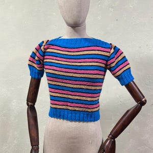 Vintage Reproduction Striped 1940s Hand Knitted Jumper