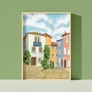 Portugal Digital Art | Travel Art | Sunny Street In Portugal, Digital Download | Instant Downloadable Travel Art