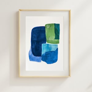 Blue and Green Abstract Art Print: Minimalist Wall Decor (Digital Download)