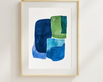 Blue and Green Abstract Art Print: Minimalist Wall Decor (Digital Download)