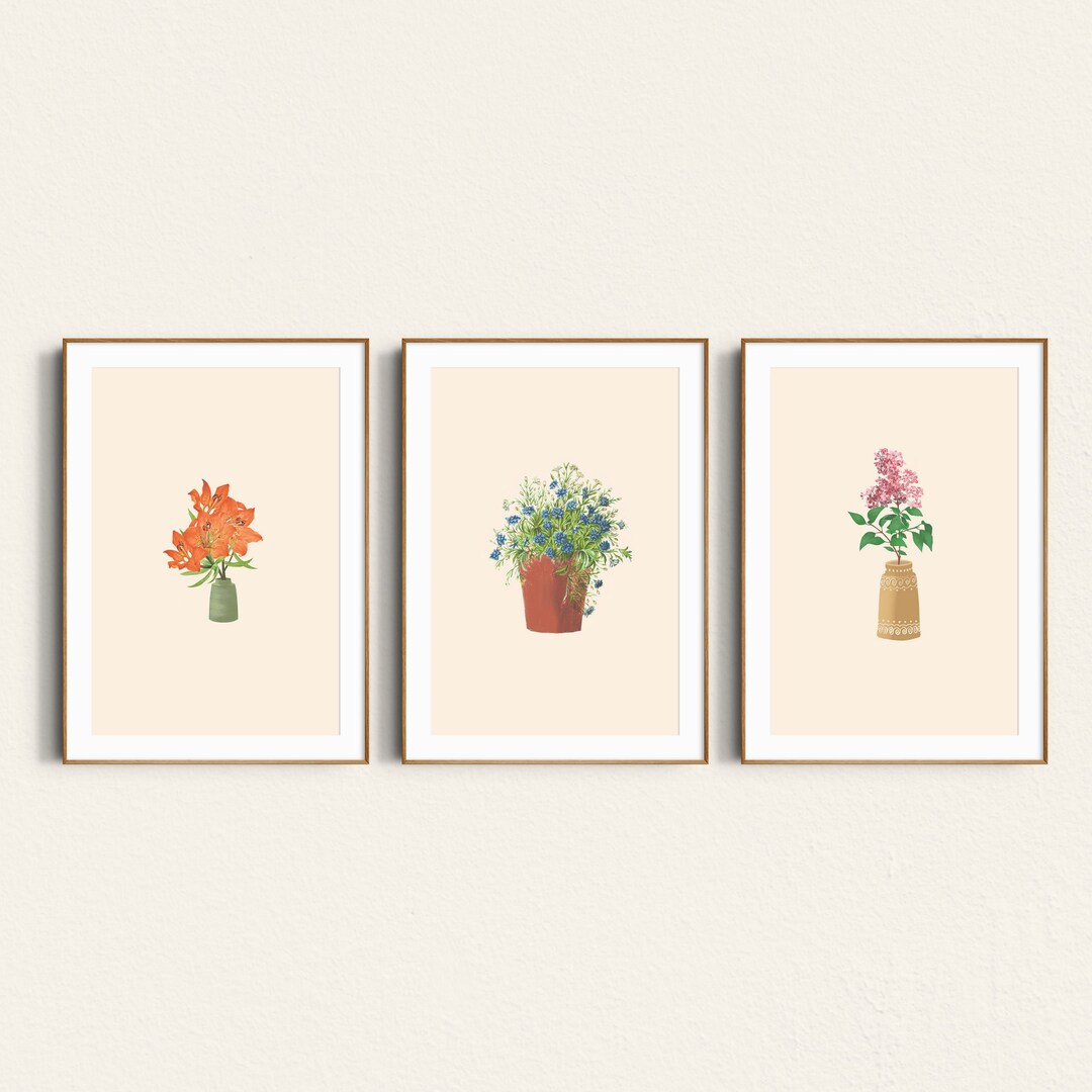 Set of 3 Plants Printable Wall Art | Botanical Print Set | Floral &amp; Plant Wall Art in Unique ...