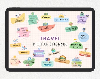 Adesivos Digitais de Viagem | Adesivos de registro no diário Goodnotes (PNG, PDF)