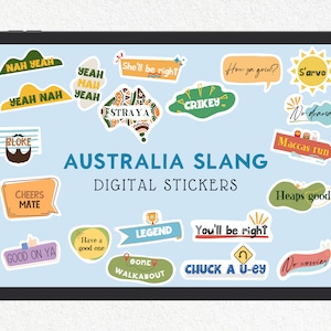 Aussie Slang Digital Stickers | Cute Australia Slang Goodnotes Sticker Bundle | Digital Stickers For Notability & Other Note Taking Apps
