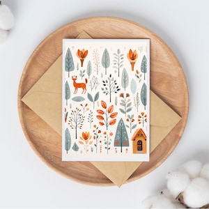Skandinavische Winter Freude, #6 Printable Art Grußkarte, Instant Karte - Bunte festliche Karte | Digitaler Download