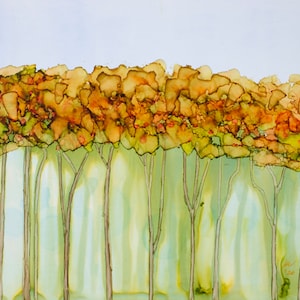 All In A Row, Tree Art, Fine Art Print, Giclée, Alcohol Ink painting, Contemporary Wall Decor