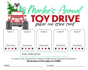 Custom Poker Run Score Cards