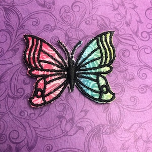 Multi Colored Butterfly Iron on or Sew on Patch