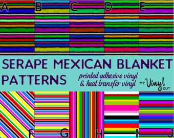 Printed Vinyl Serape Mexican Blanket Patterned Heat Transfer or Adhesive Vinyl 12 x 12 inch sheet