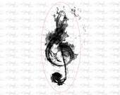 Sticker F5 Watercolor Music Note ink blot PRINTED waterproof vinyl sticker White, Clear or Glitter Sticker for glitter Epoxy cup permanent