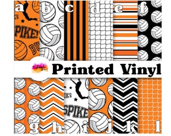 Printed Vinyl VOLLEYBALL Patterns 12 x 12 inch sheet of Adhesive Vinyl Choose Pattern Choose type of vinyl PERMANENT or REMOVABLE
