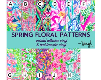 Printed Vinyl FLORAL Patterns 12 x 12 inch sheet of Heat Transfer Vinyl (htv) or Adhesive Vinyl Choose Pattern Choose type of vinyl